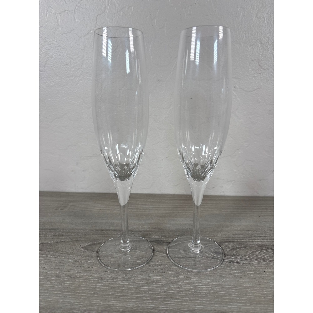 Orrefors Prelude Fluted Champagne Glasses Set of 2 Vintage Crystal Sweden